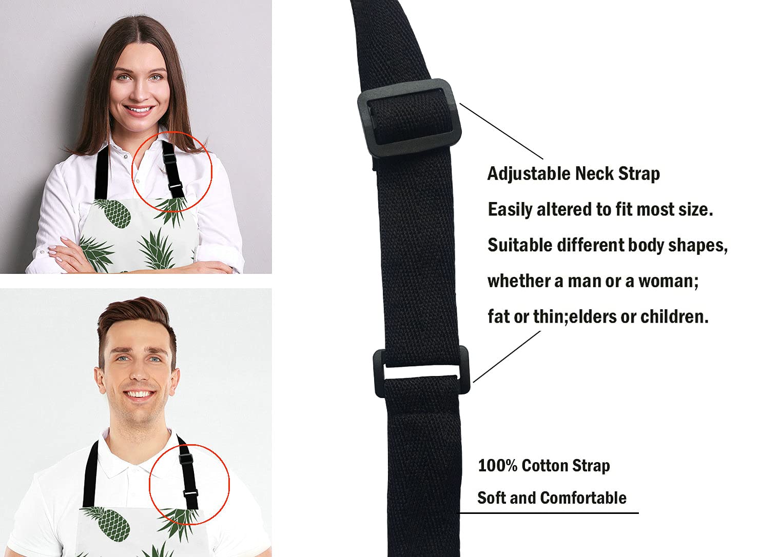 Lefolen Pineapple Apron For Women And Men, Adjustable Kitchen Chef Apron For Cooking Baking - Cute Birthday, Anniversary, Mother